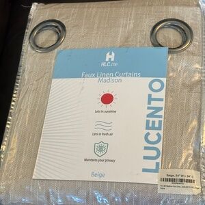 Lucento; faux linen curtain panels, beige.  Set of 4.Brand new; NWT